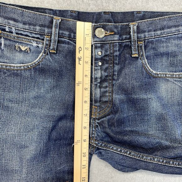 Emporio Armani Jeans Johnny Slim Fit Men’s 31 Medium Wash Distressed Denim - Picture 14 of 16